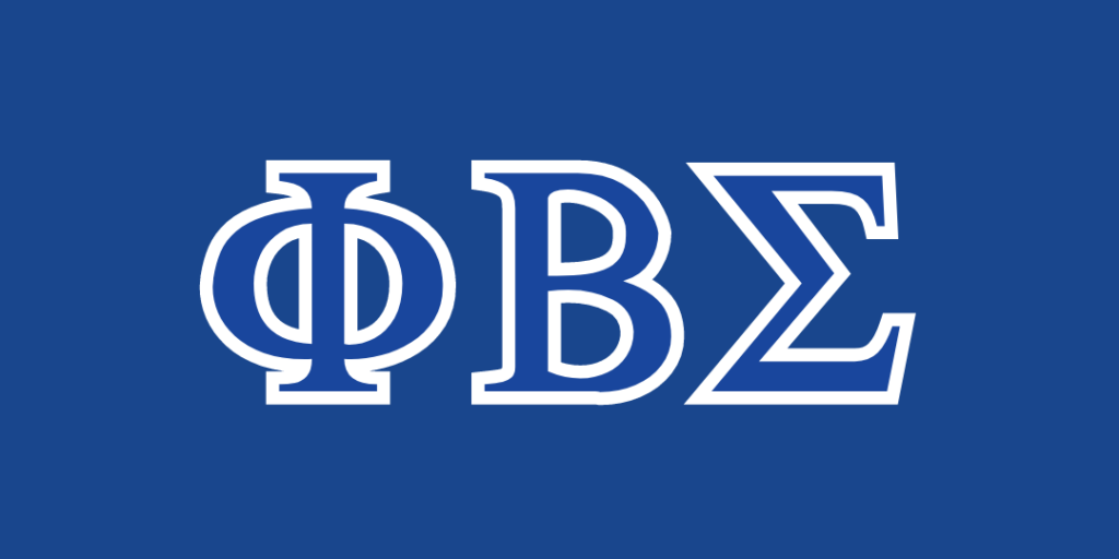 Greek letters Phi Beta Sigma in white on a blue background.